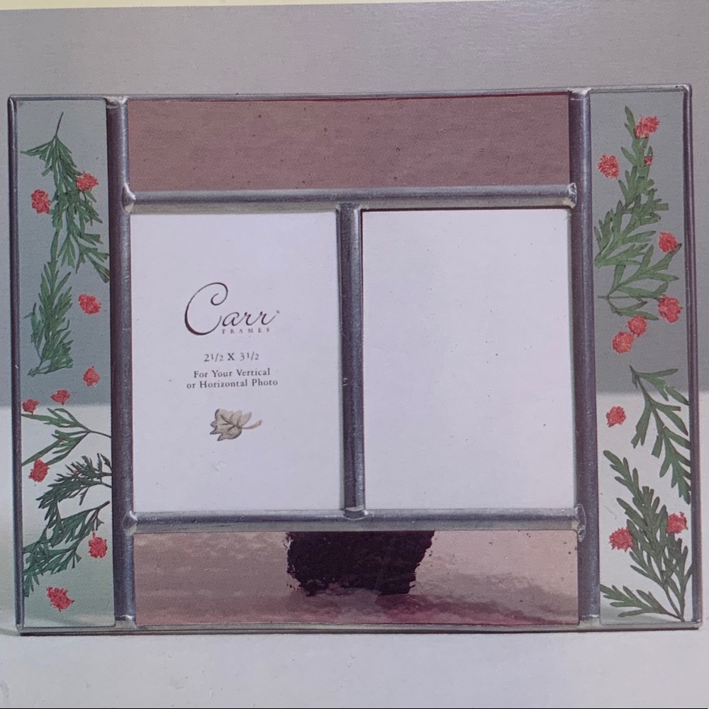 Stained glass and pressed flowers picture frame